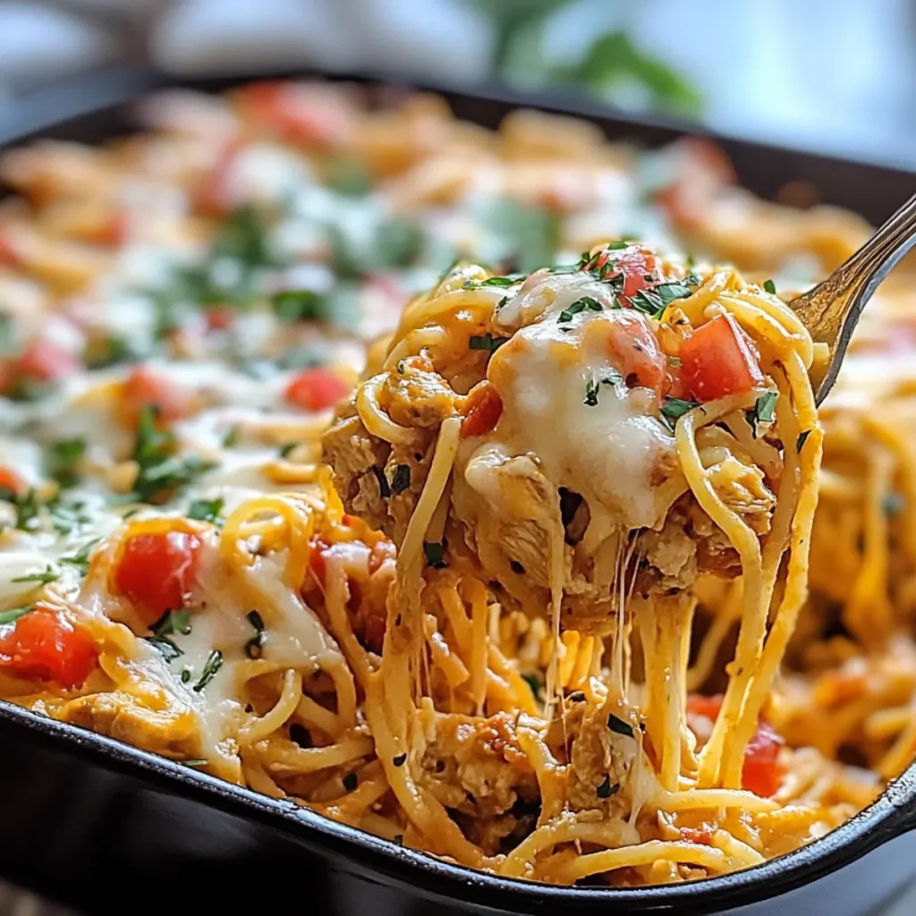Irresistible Spicy Southern Chicken Spaghetti Casserole