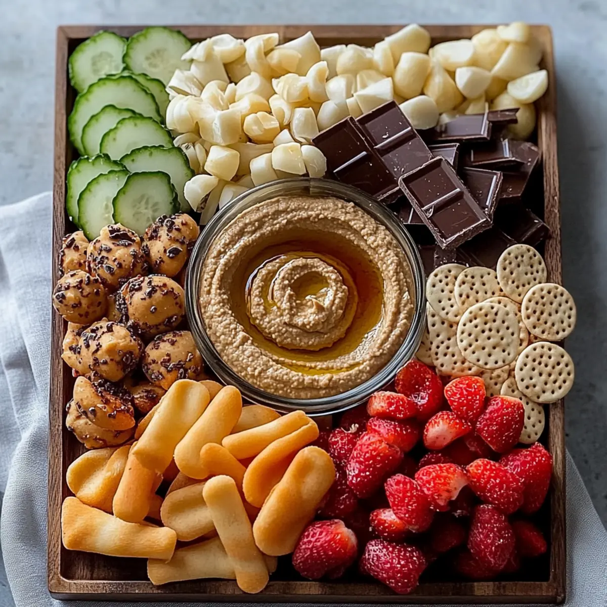 Delicious Snack Platter Recipe with Chocolate and Garlic Hommus