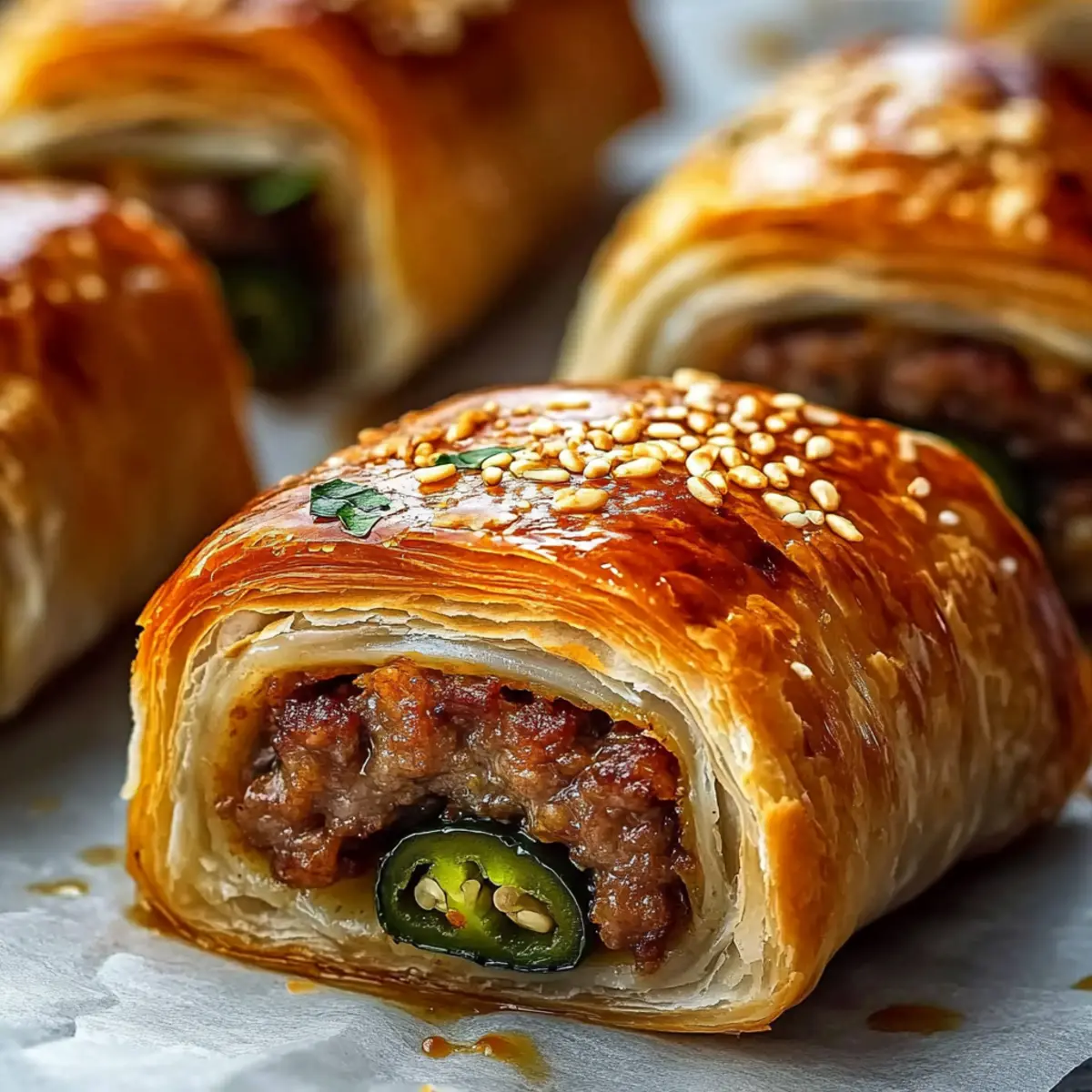 Savory Beef Sausage Rolls with Jalapeño and Cheese Recipe