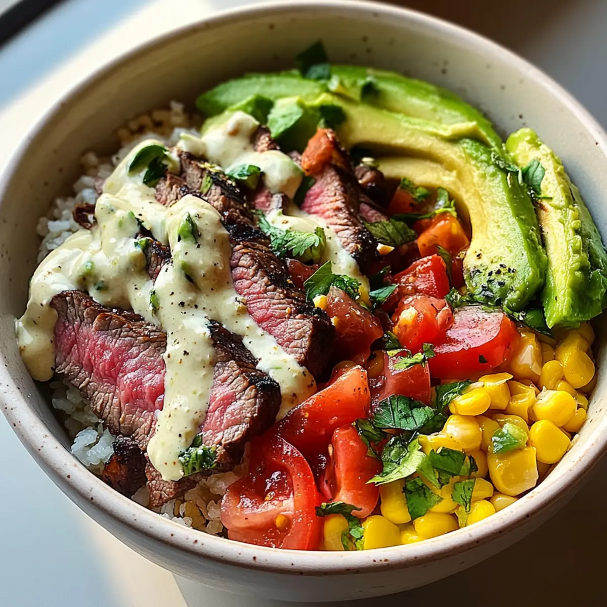 Steak Avocado Corn Bowl