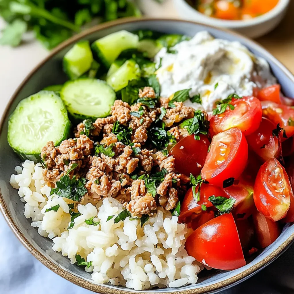 Greek Ground Turkey Rice Bowl