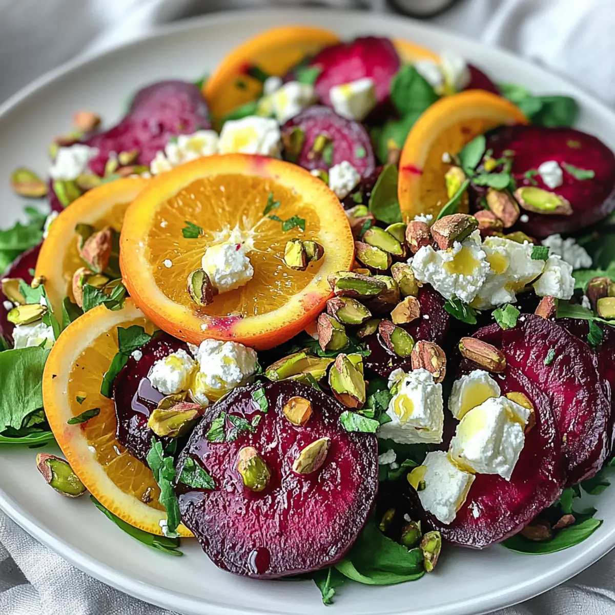 Vibrant Beet and Orange Salad with Creamy Feta and Crunchy Pistachios