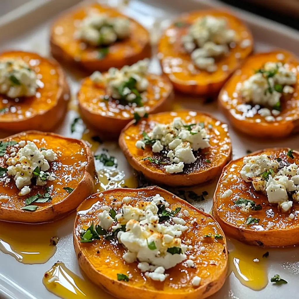 Sweet Potato Rounds with Honey & Feta Crumble