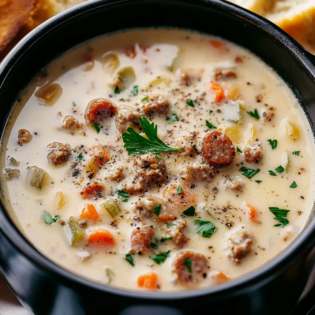 Warm Up with Hearty Creamy Parmesan Sausage Soup