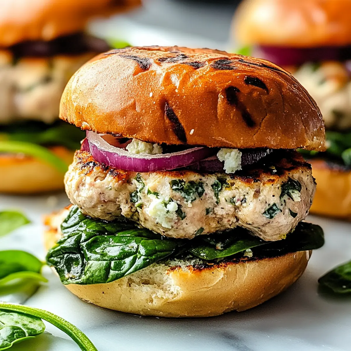 Feta Spinach Turkey Burgers