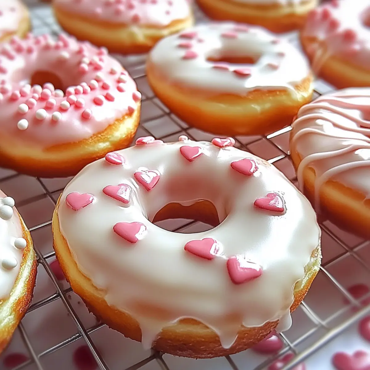 Valentine Baked Donuts with Vanilla Glaze
