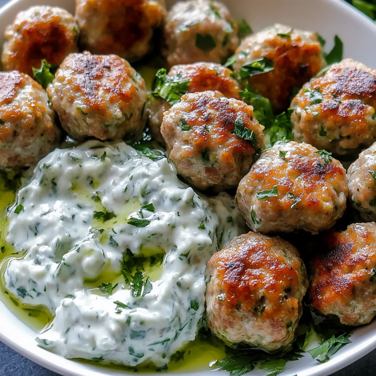 Greek Turkey Meatballs with Tzatziki