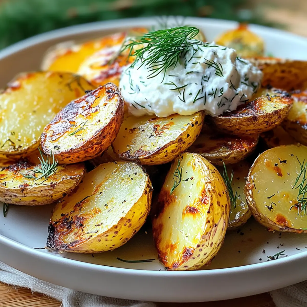 Crispy Lemon Potatoes with Dill Whipped Ricotta