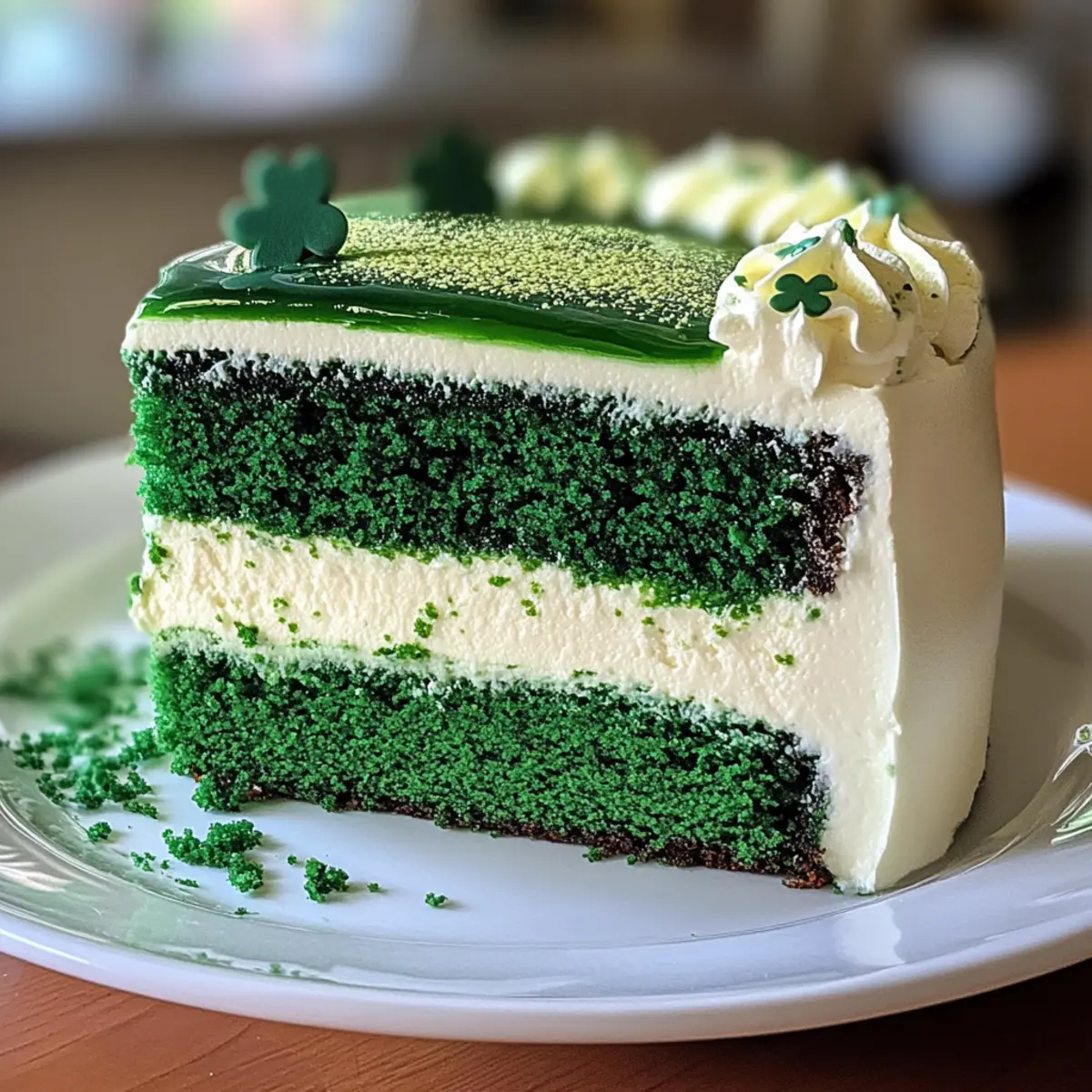 St. Patrick's Day Green Velvet Cheesecake Cake