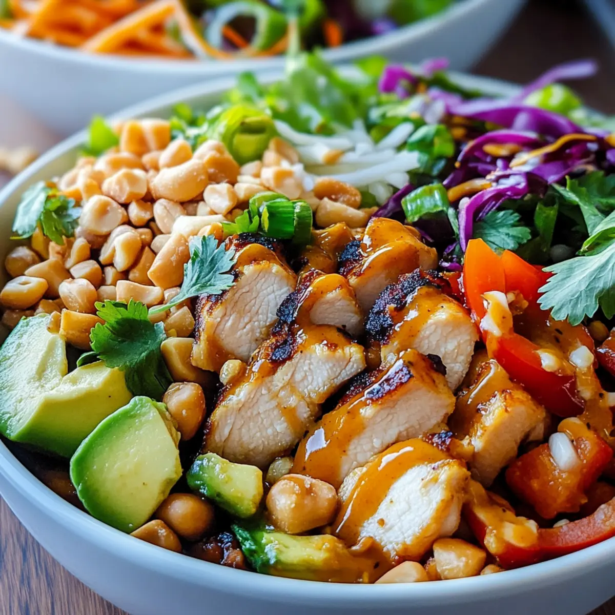 High Protein Thai Peanut Chicken Buddha Bowl