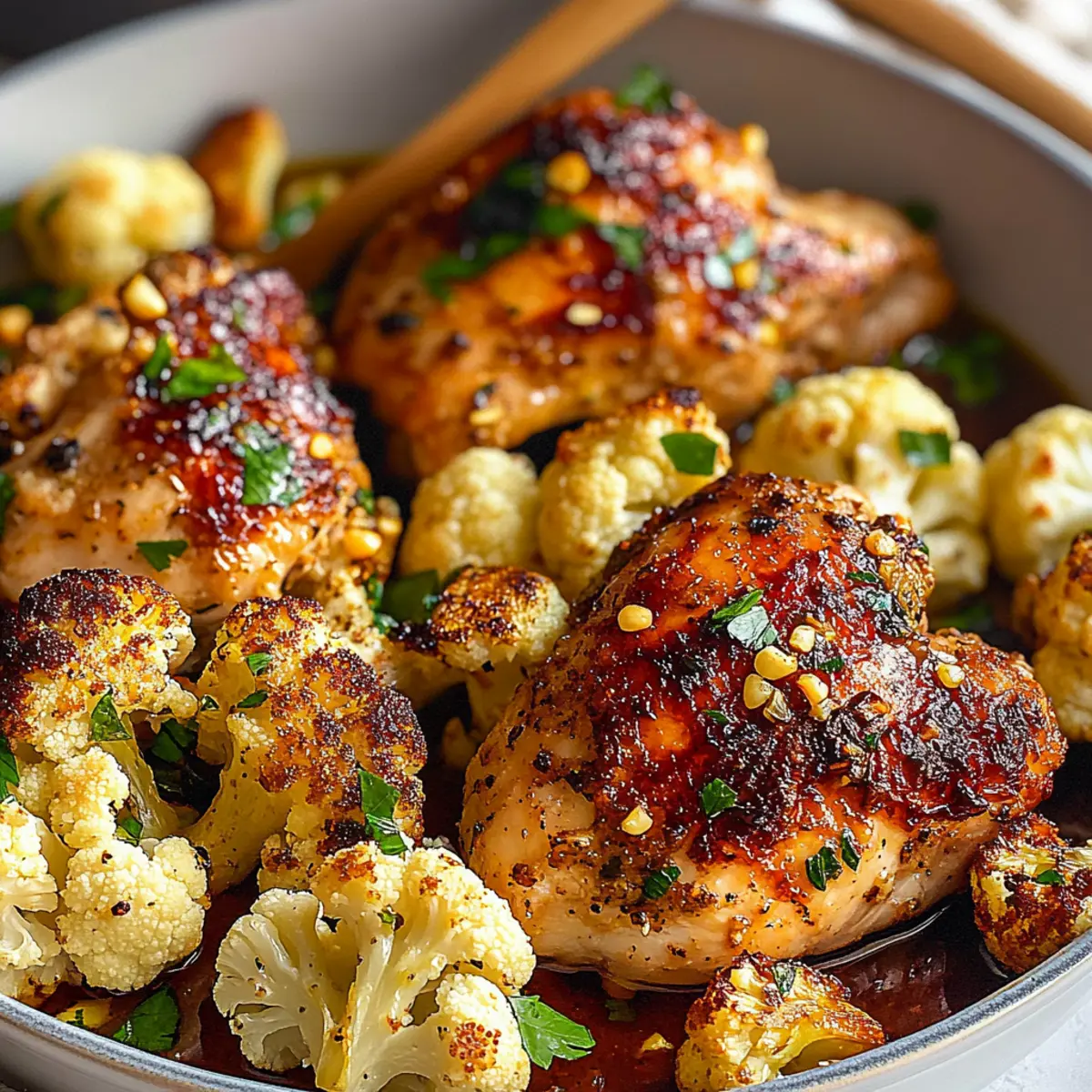 Sheet Pan Honey Garlic Baked Chicken and Cauliflower