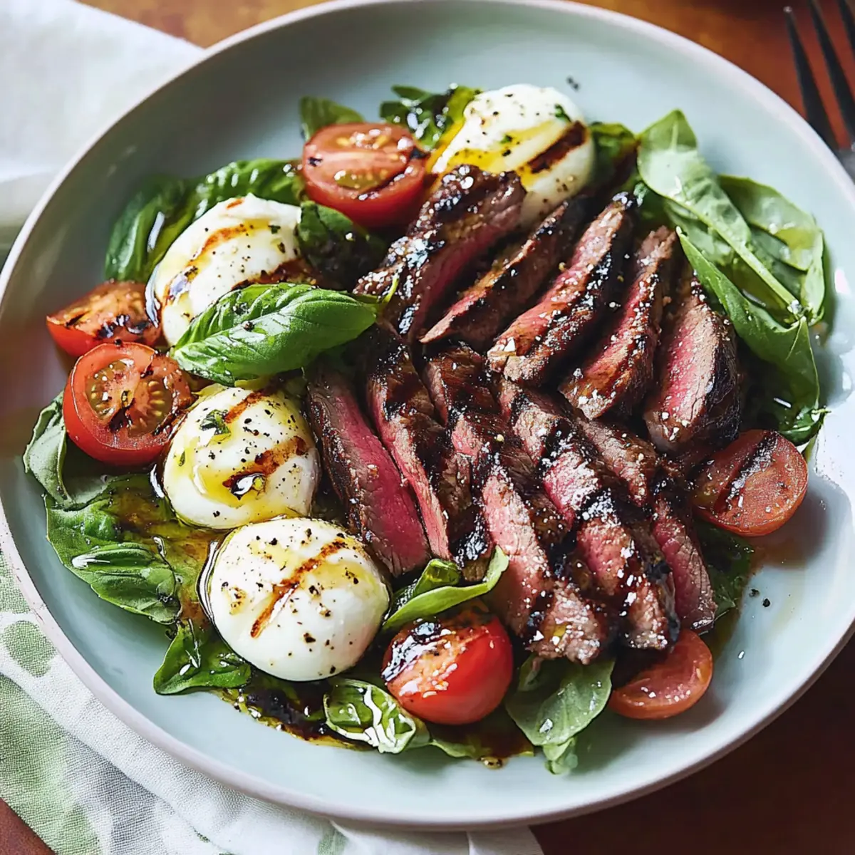 Caprese Salad with Grilled Flank Steak